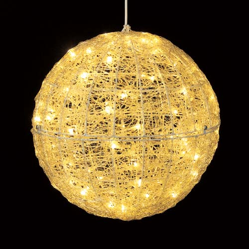 耐水45cm100球広角型LEDシャンペーングロー立体ボール(常点灯/パワーコード、コネクター付き)