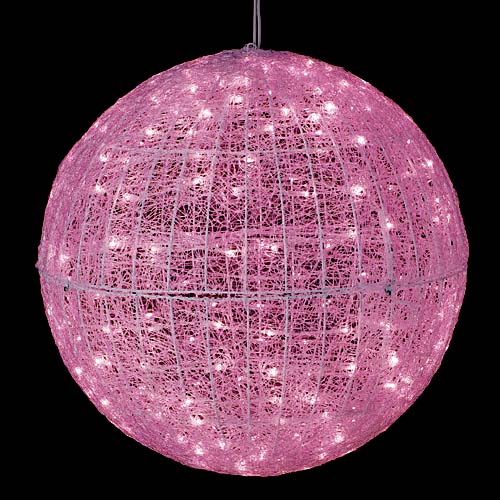 耐水80cm240球広角型LEDピンクグロー立体ボール(常点灯/パワーコード、コネクター付き)