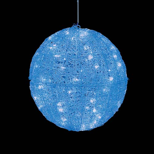 耐水45cm100球広角型LEDブルーグロー立体ボール(常点灯/パワーコード、コネクター付き)