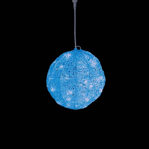 耐水20cm40球広角型LEDブルーグロー立体ボール(常点灯/パワーコード、コネクター付き)