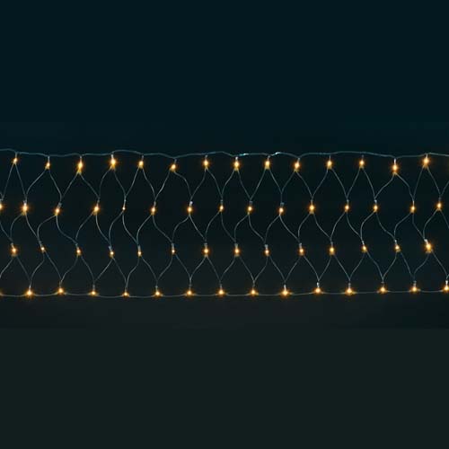 耐水200球広角型LEDシャンペーンレクタンギュラーネットライト/ブラックコード(パワーコード、コネクター付き)